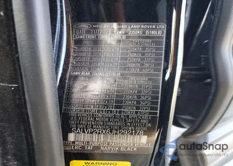 2018 Land Rover Range Rover Evoque Se из США, поврежденный, VIN SALVP2RX6JH292178